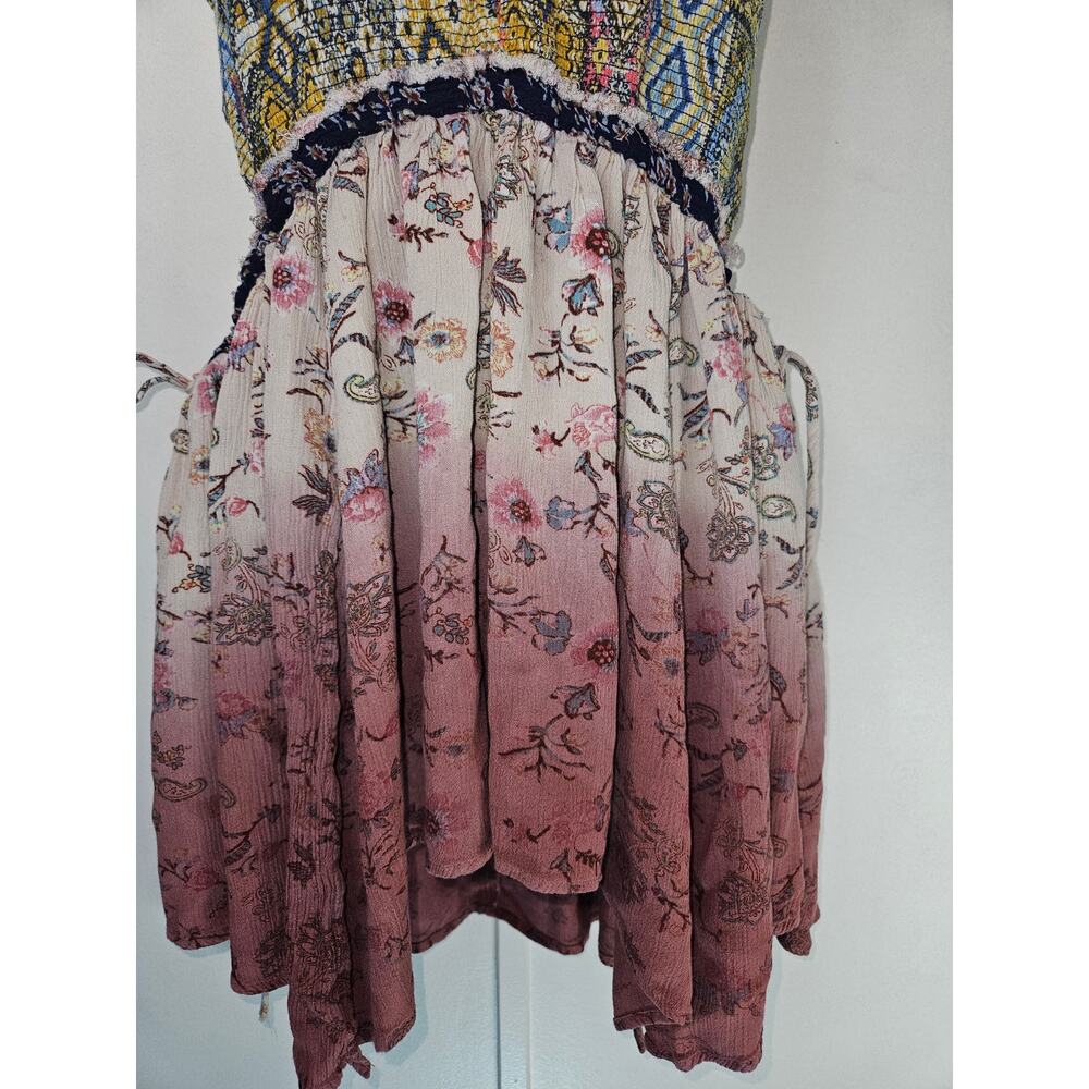 Gimmicks SZ S Bohemian tired peekaboo tank feminine floral mini dress - Picture 4 of 10